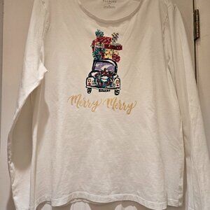 Talbots cotton Christmas T shirt EUC. Size XLG.